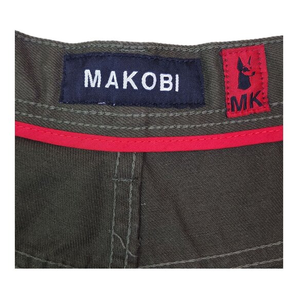 Makobi Mens Distressed Faded Pants Olive Green Size 50X32 With Zipper Accents - Picture 3 of 11